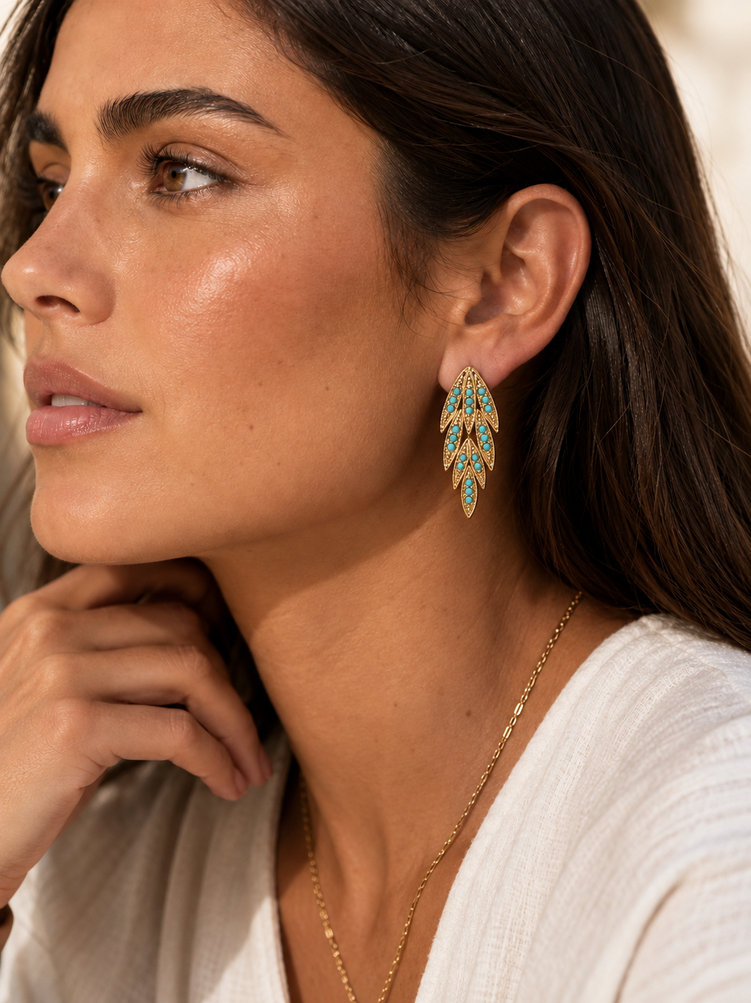 Anatolia Turquoise Feather Earrings