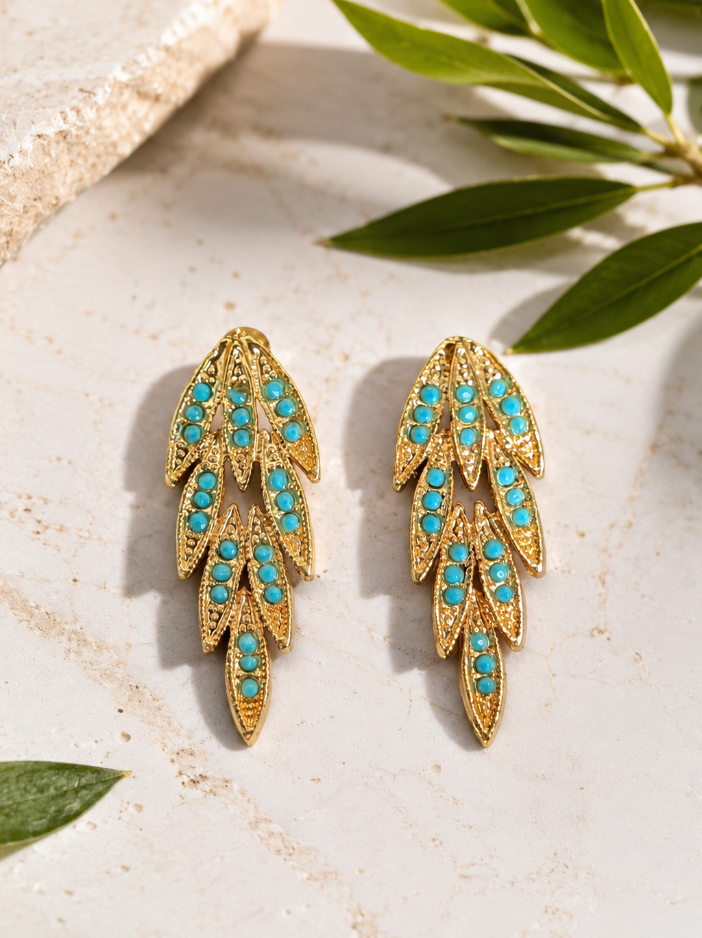 Anatolia Turquoise Feather Earrings